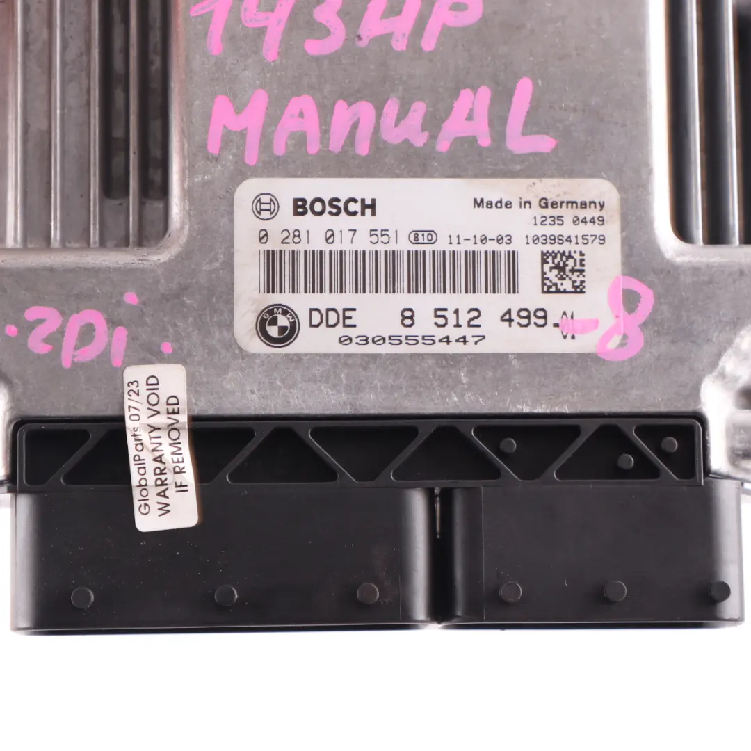 BMW E81 E87 E90 LCI N47 118d 318d Diesel Steuergerät DDE CAS3 Schlüssel - SKU 8512499-8 - Teilenummer 8512499