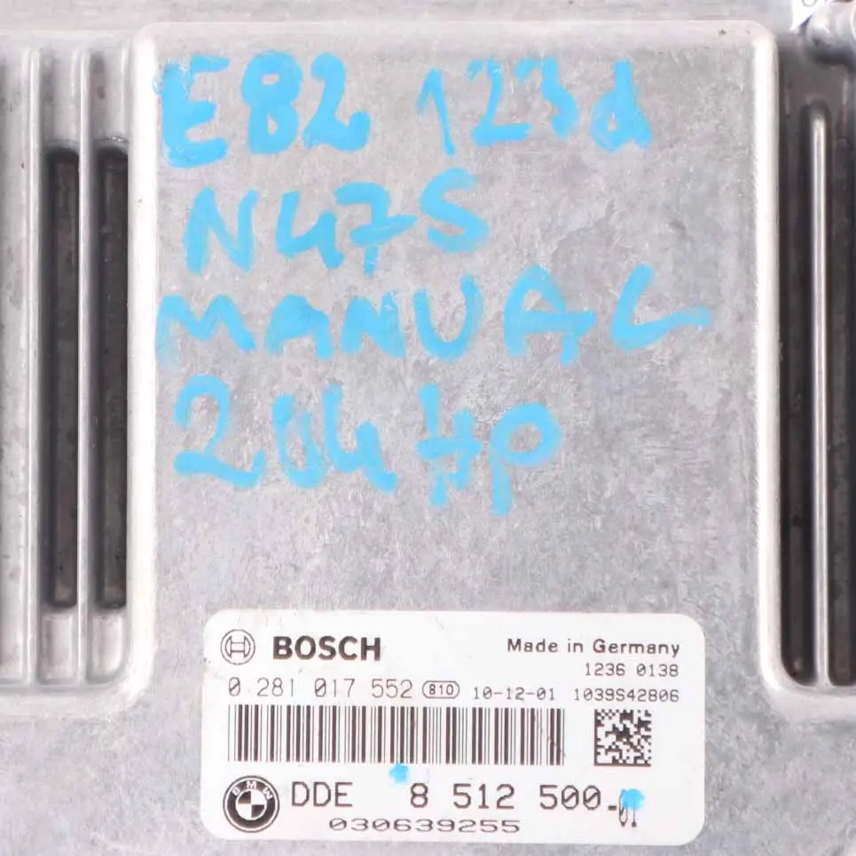 N47S 204HP Unità motore ECU DDE Manuale per BMW E81 E82 E87 LCI E88 123d con numero di parte 8512500 BMW E81 E82 E87 LCI E88 123d N47S 204HP Unità motore ECU DDE Manuale - SKU 8512500 - Numero di parte 8512500