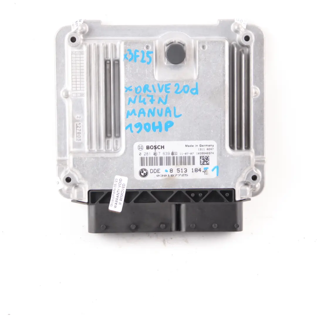 BMW X3 F25 20dX Diesel N47N 184HP Motor Modul ECU Kit DDE Schlüssel CAS4 - SKU 8513184-1 - Teilenummer 8513184