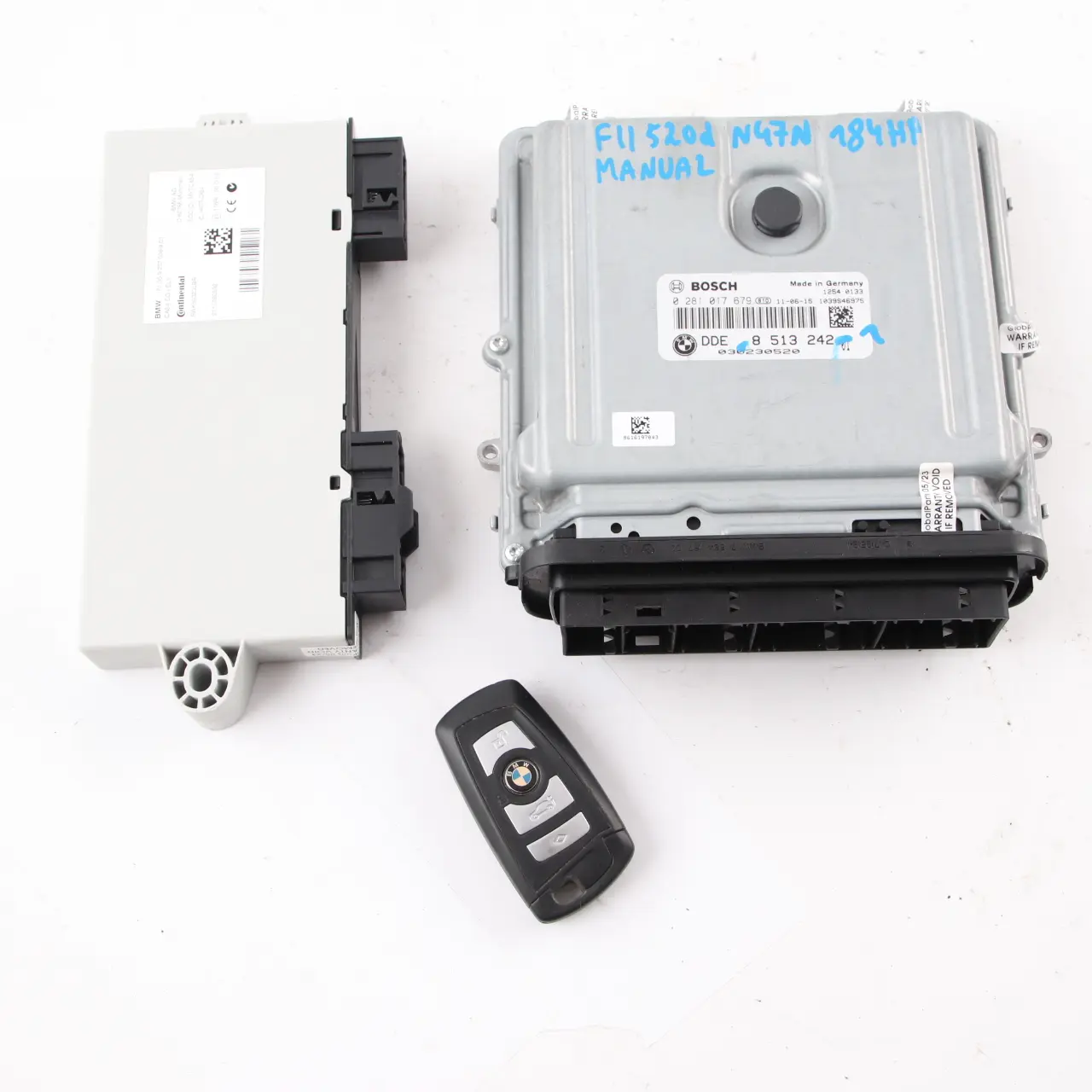 BMW F10 F11 520d Diesel N47N 184HP Engine ECU Kit DDE 8513242 CAS4 + Key Manual