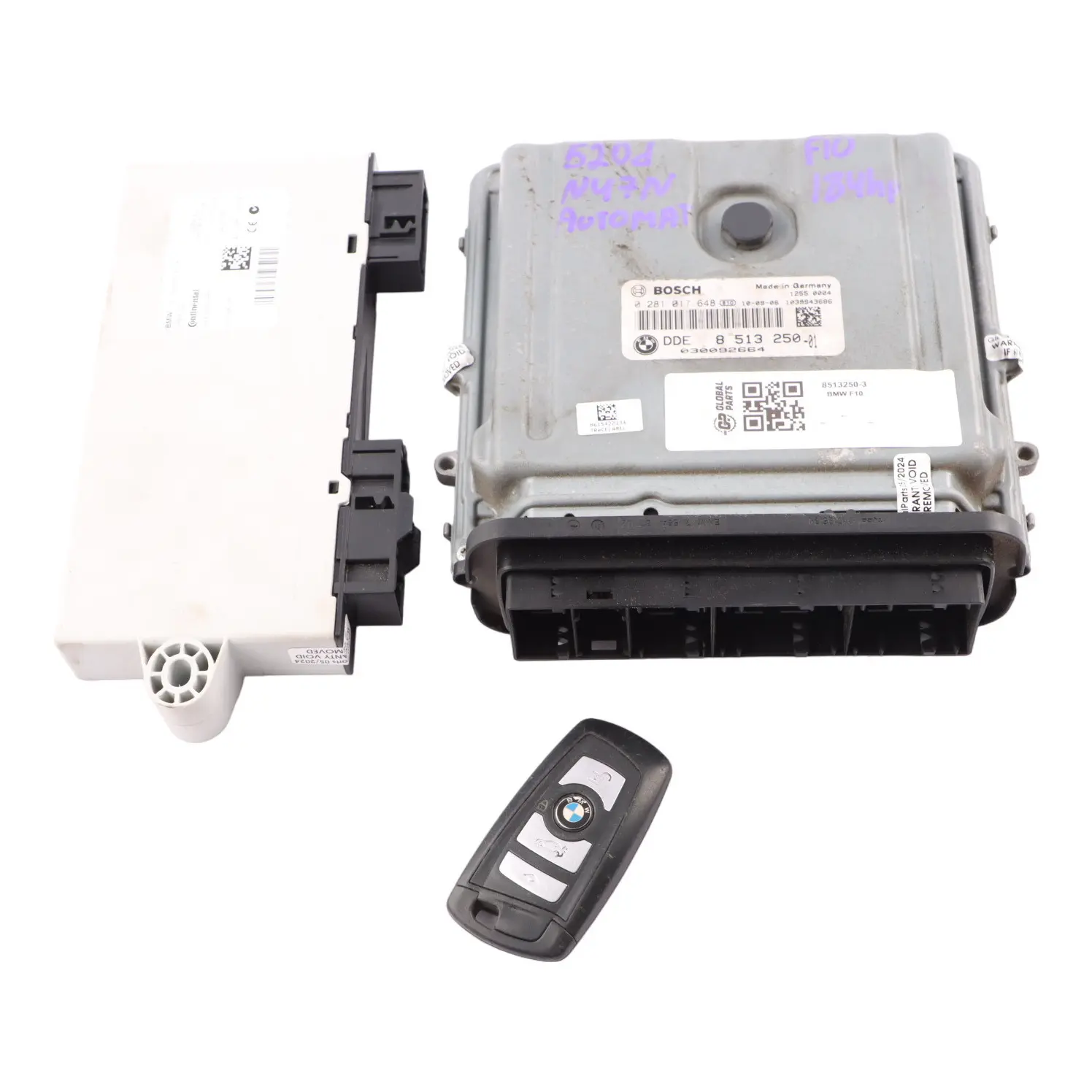 Kit ECU Moteur BMW F10 F11 520D Diesel N47N 184HP DDE 8513250 CAS4 Automatique