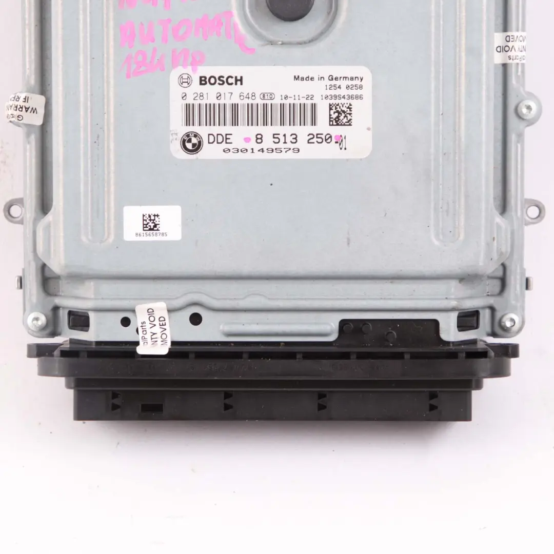 N47N 184HP Engine Control Unit ECU DDE Automatic to BMW F10 F11 520d Diesel with Part number 8513250 BMW F10 F11 520d Diesel N47N 184HP Engine Control Unit ECU DDE Automatic - SKU 8513250 - Part number 8513250
