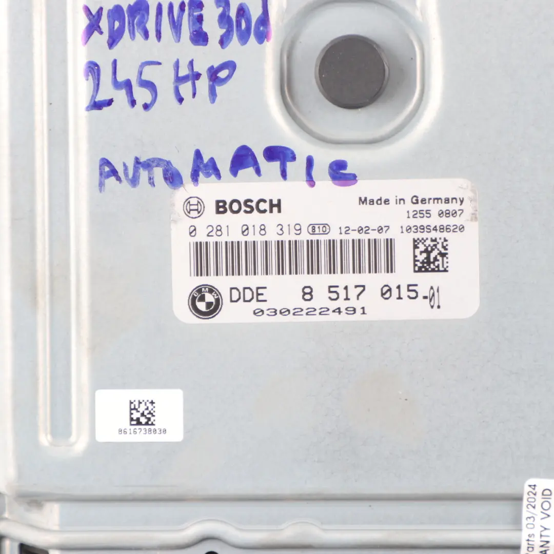 BMW X5 E70 X6 E71 30dX Diesel N57 245PS ECU Kit DDE CAS3 Schlüssel - SKU 8517015-2 - Teilenummer 8517015
