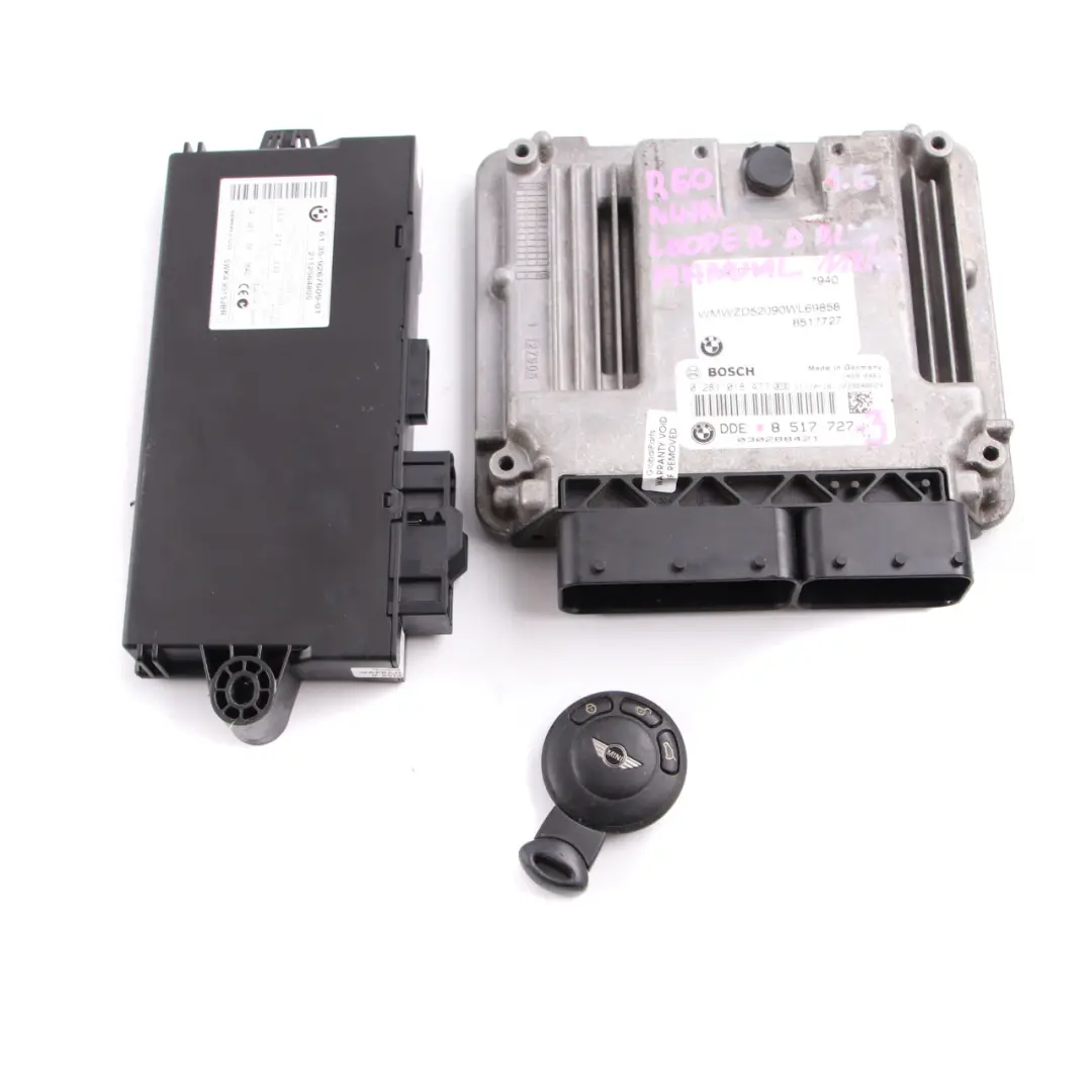 Mini Cooper D R60 ALL4 112HP 1.6 N47N Engine ECU Kit DDE + CAS3 + Key - SKU 8517727-3 - Part number 8517727