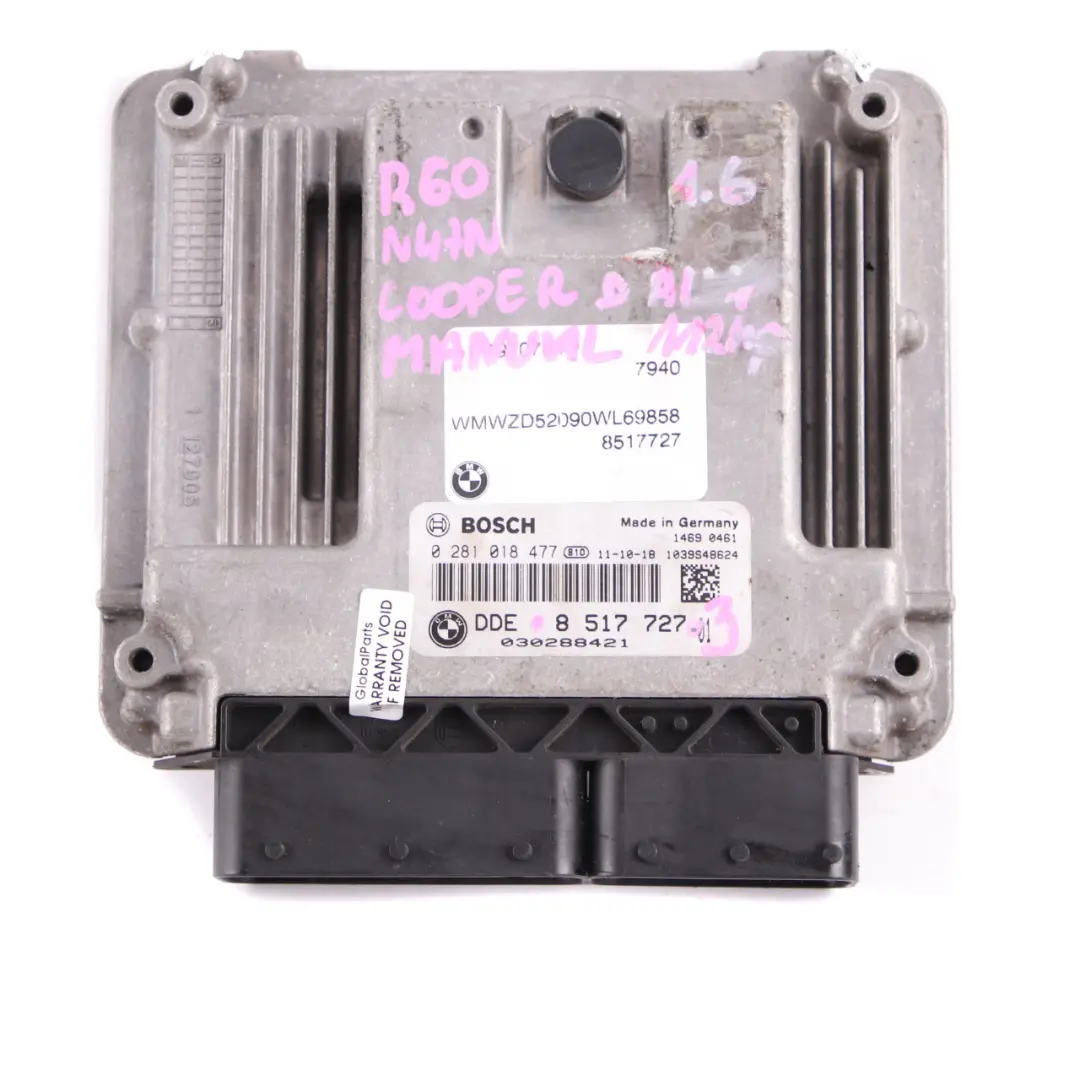 Mini Cooper D R60 ALL4 112HP 1.6 N47N Engine ECU Kit DDE + CAS3 + Key - SKU 8517727-3 - Part number 8517727