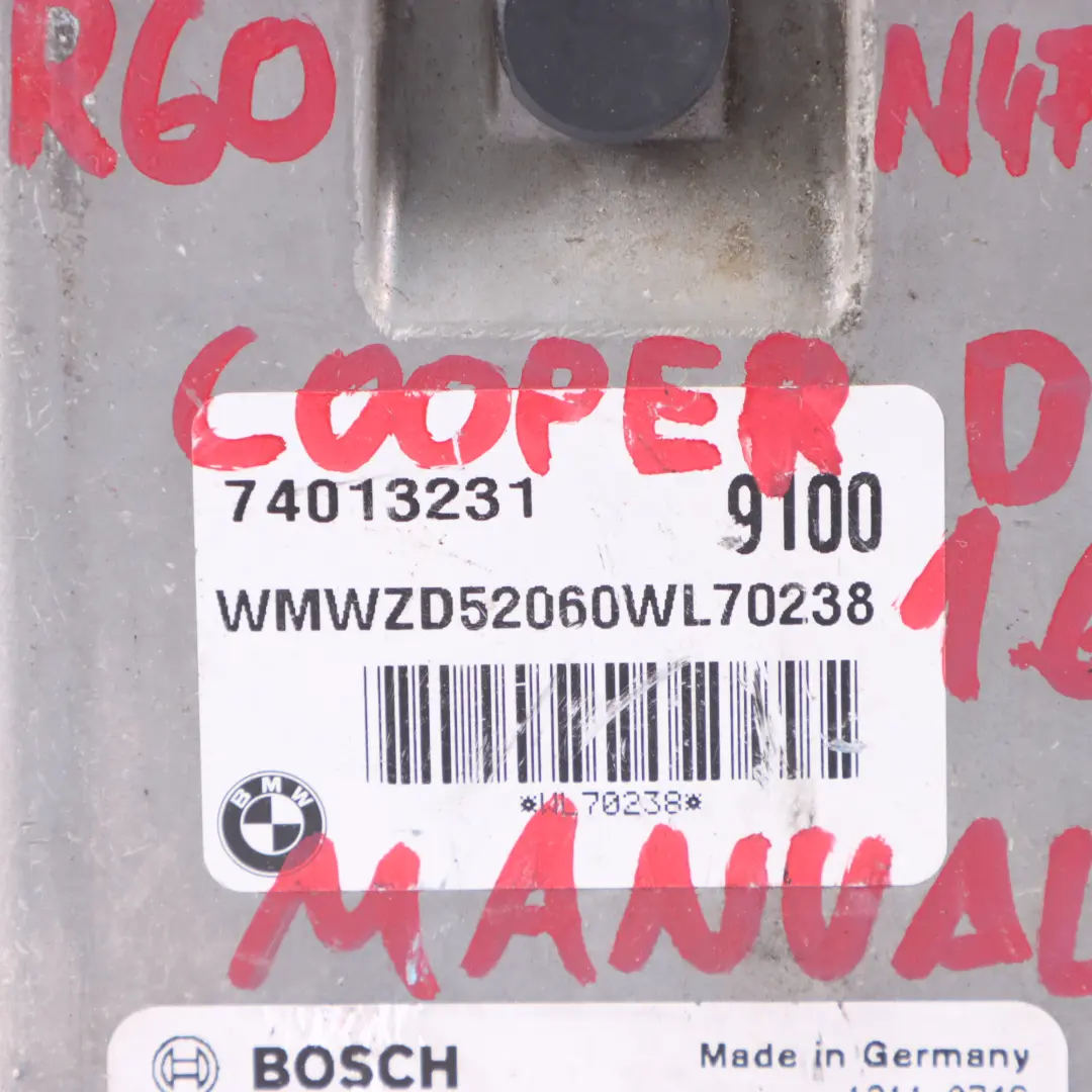 N47N Unité de contrôle du moteur ECU Manuel pour Mini Cooper D R60 à propos du numéro de pièce 8517727 Mini Cooper D R60 N47N Unité de contrôle du moteur ECU Manuel - SKU 8517727 - Numéro de pièce 8517727