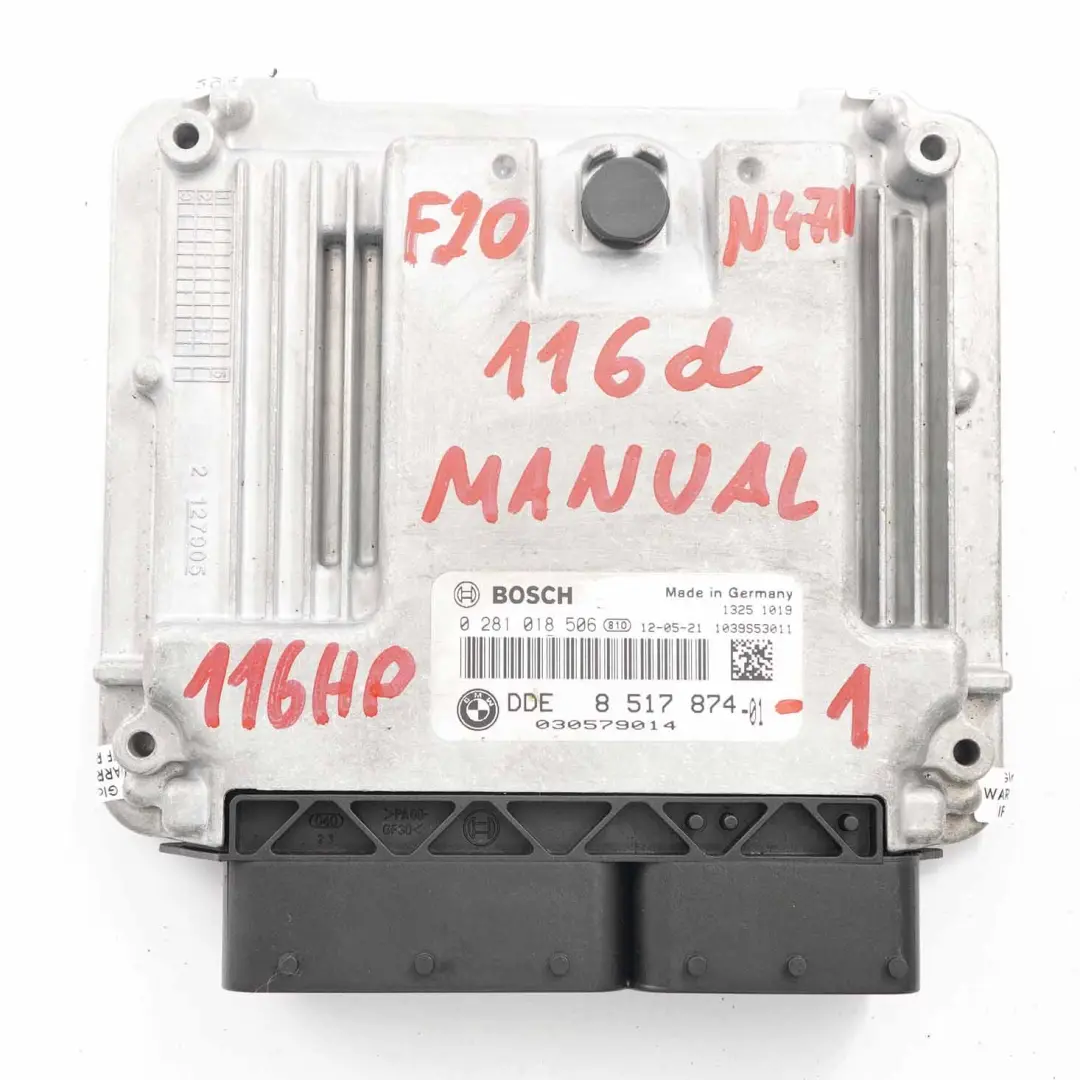 BMW 1 Series F20 F21 116d N47N 116HP ECU Kit DDE + Key + FEM Manual - SKU 8517874-1 - Part number 8517874