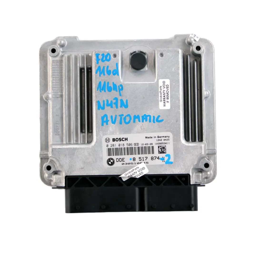 BMW 1 Series F20 F21 116d N47N 116HP ECU Kit DDE + Key + FEM Automatic - SKU 8517874-2 - Part number 8517874