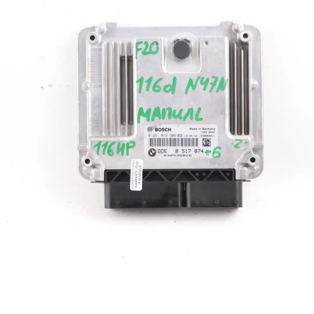 BMW F20 F21 116d N47N 116HP ECU Kit DDE + Key + FEM + Lock Manual - SKU 8517874-6 - Part number 8517874
