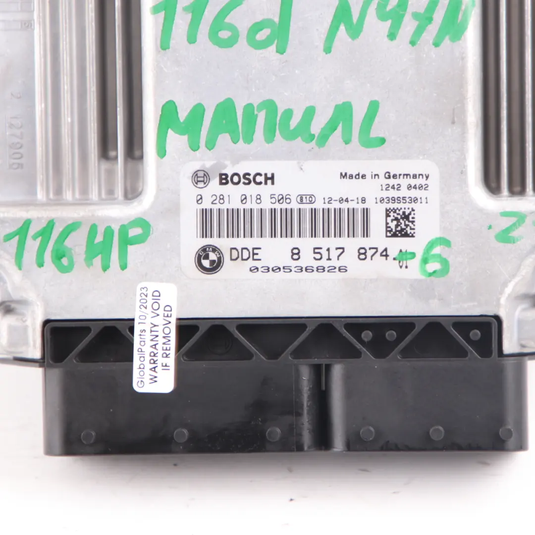 BMW F20 F21 116d N47N 116HP ECU Kit DDE + Key + FEM + Lock Manual - SKU 8517874-6 - Part number 8517874