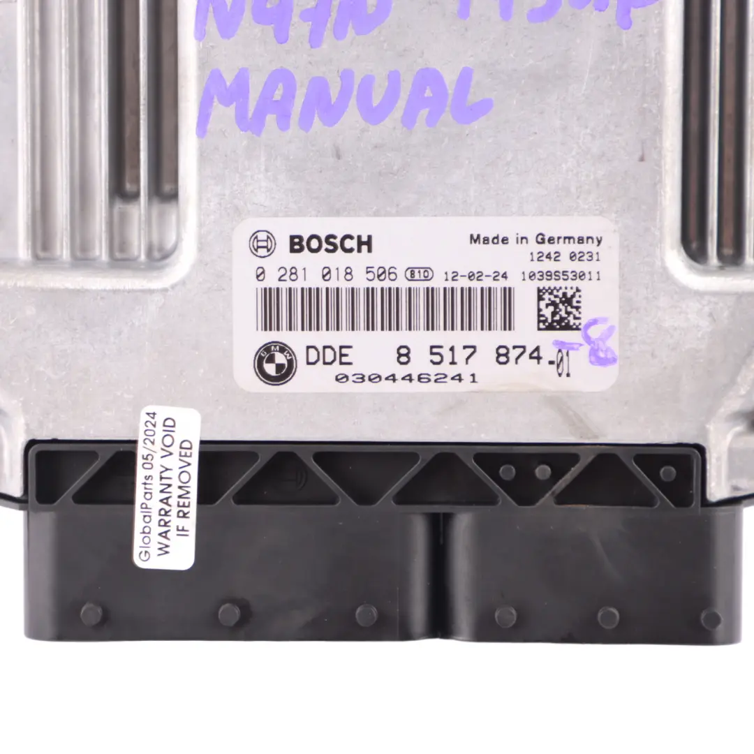 BMW F20 118d F30 318d N47N 143HP Motor ECU Kit DDE Schlüssel FEM Schloss - SKU 8517874-8 - Teilenummer 8517874