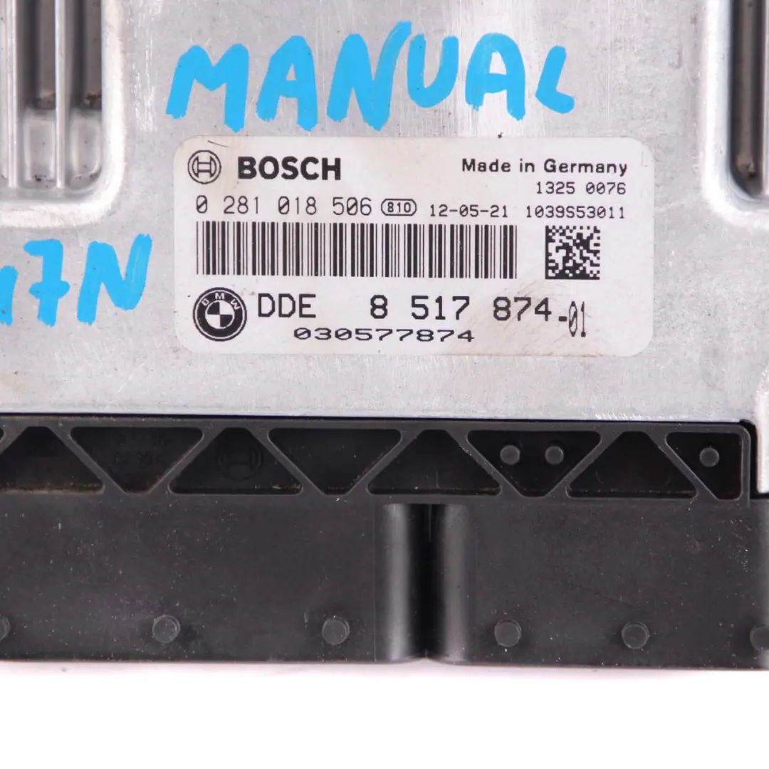 N47N Engine Control Unit ECU DDE Manual to BMW F20 F21 F30 116d 316d Diesel with Part number 8517874 BMW F20 F21 F30 116d 316d Diesel N47N Engine Control Unit ECU DDE Manual - SKU 8517874 - Part number 8517874