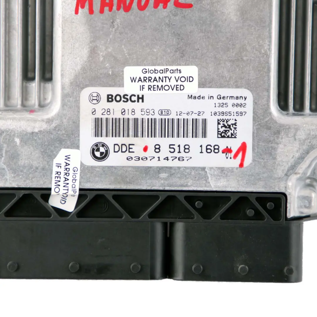 BMW E81 E82 E87 LCI E88 123D Motore N47S ECU Kit DDE CAS3 + Chiave - SKU 8518168-1 - Numero di parte 8518168