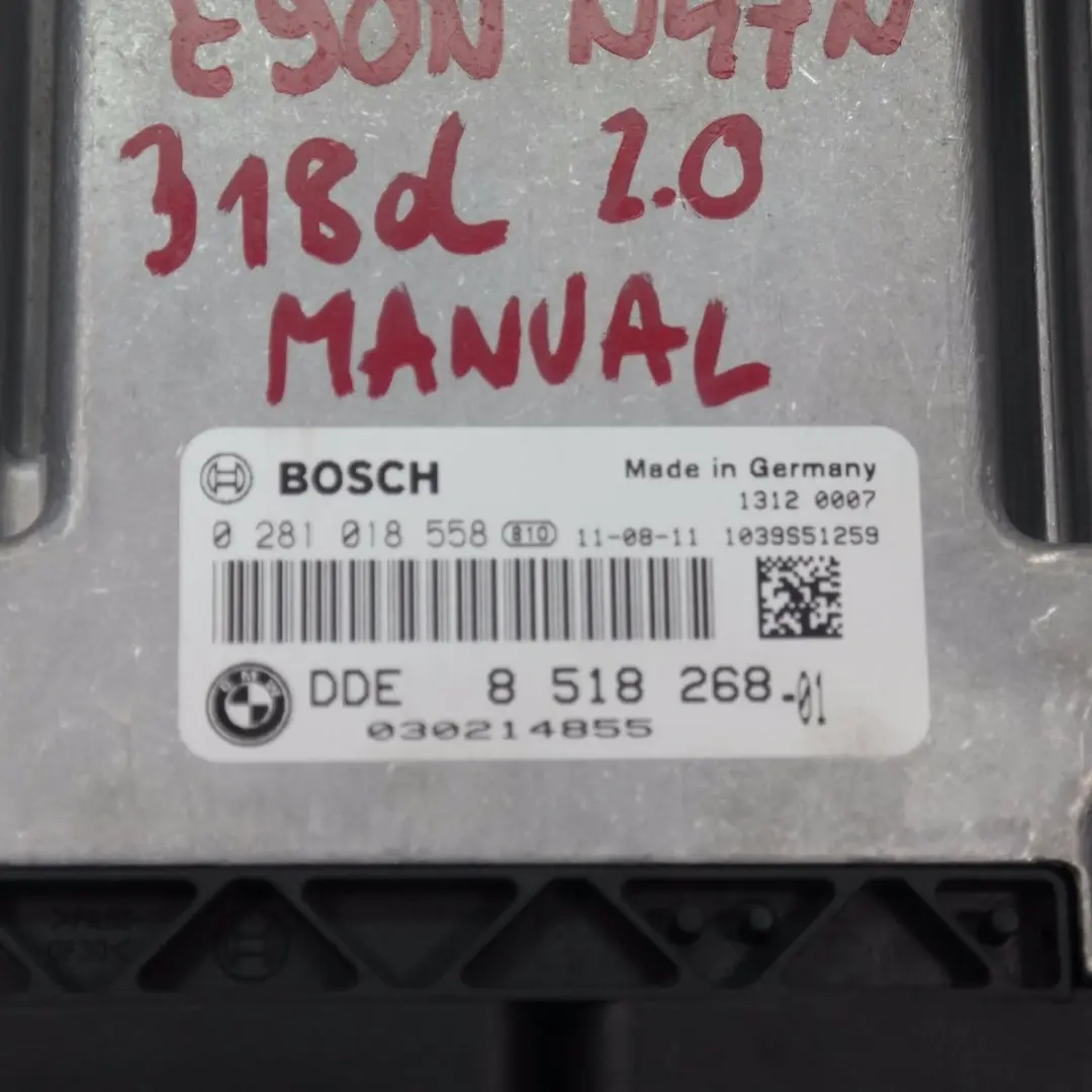 N47N 318D Diesel Motor Control DDE ECU Manual Gearbox para BMW E90 E91 LCI con número de pieza 8518268 BMW E90 E91 LCI N47N 318D Diesel Motor Control DDE ECU Manual Gearbox - SKU 8518268 - Número de pieza 8518268