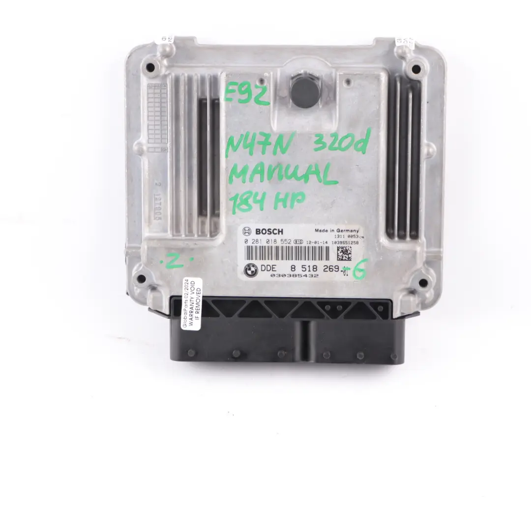 BMW E90 E91 LCI N47N 320d 184HP KIT ECU DDE CAS 3 Llaves Manual - SKU 8518269-6 - Número de pieza 8518269