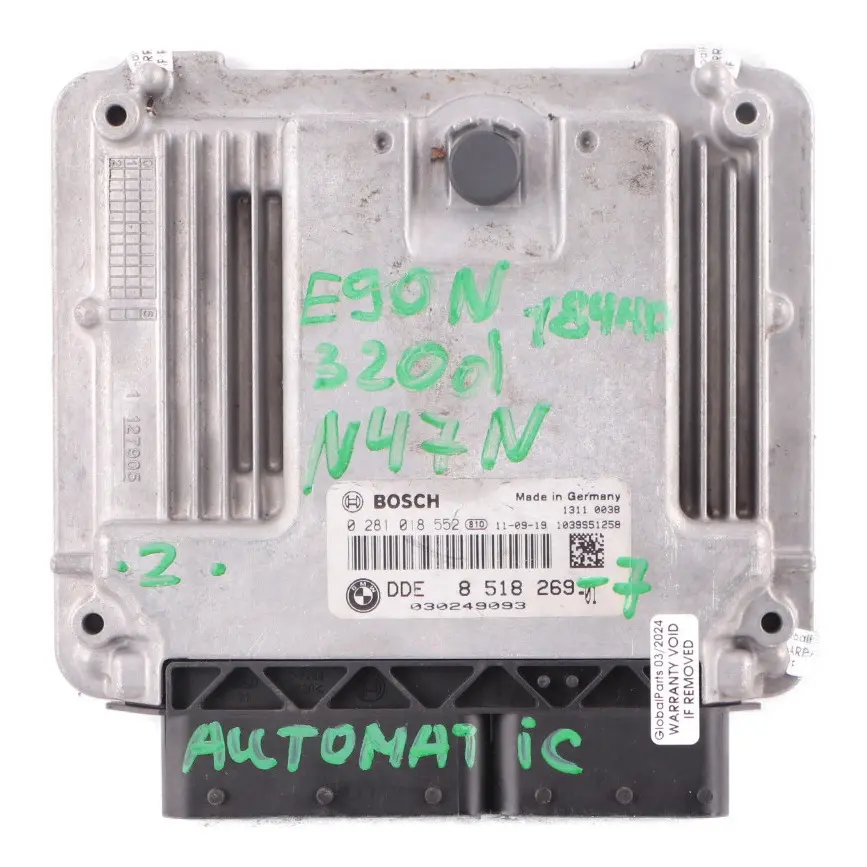 BMW E90 E91 LCI N47N 320d 184HP Engine ECU KIT DDE CAS3 Key Automatic - SKU 8518269-7 - Part number 8518269