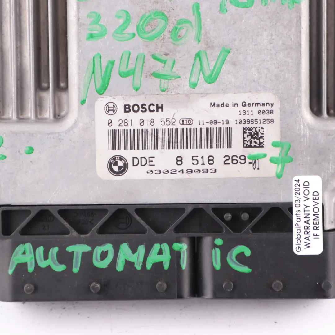 N47N 320d 184HP Engine ECU KIT DDE CAS3 Key Automatic to BMW E90 E91 LCI with Part number 8518269 BMW E90 E91 LCI N47N 320d 184HP Engine ECU KIT DDE CAS3 Key Automatic - SKU 8518269-7 - Part number 8518269