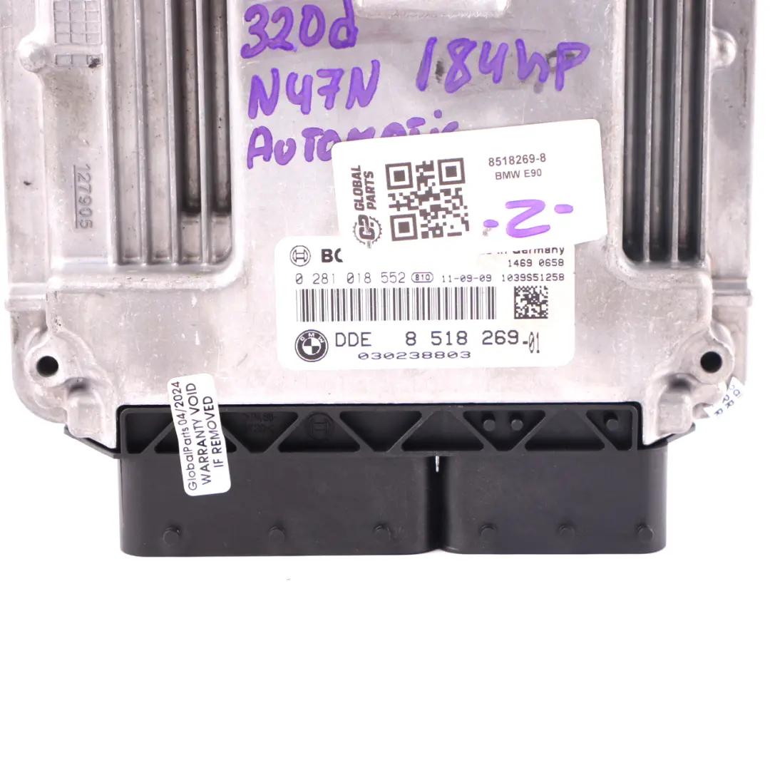 N47N 320d 184HP ECU Sterownik Komputer Silnika DDE do BMW E90 E91 LCI o numerze 8518269 BMW E90 E91 LCI N47N 320d 184HP ECU Sterownik Komputer Silnika DDE - SKU 8518269-8 - Numer Części 8518269