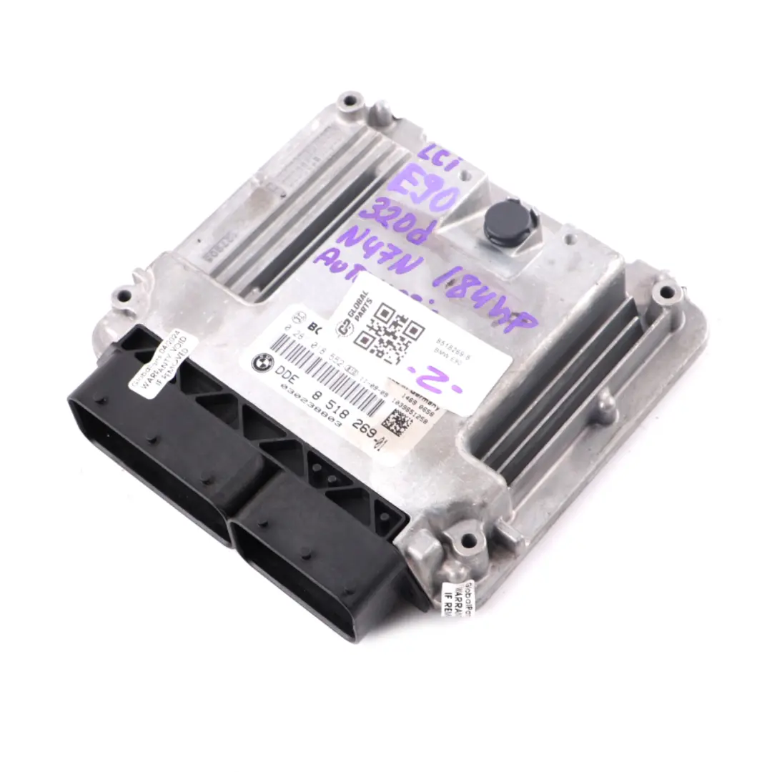 N47N 320d 184HP ECU Unità controllo motore DDE Automatico per BMW E90 E91 con numero di parte 8518269 BMW E90 E91 N47N 320d 184HP ECU Unità controllo motore DDE Automatico - SKU 8518269-8 - Numero di parte 8518269