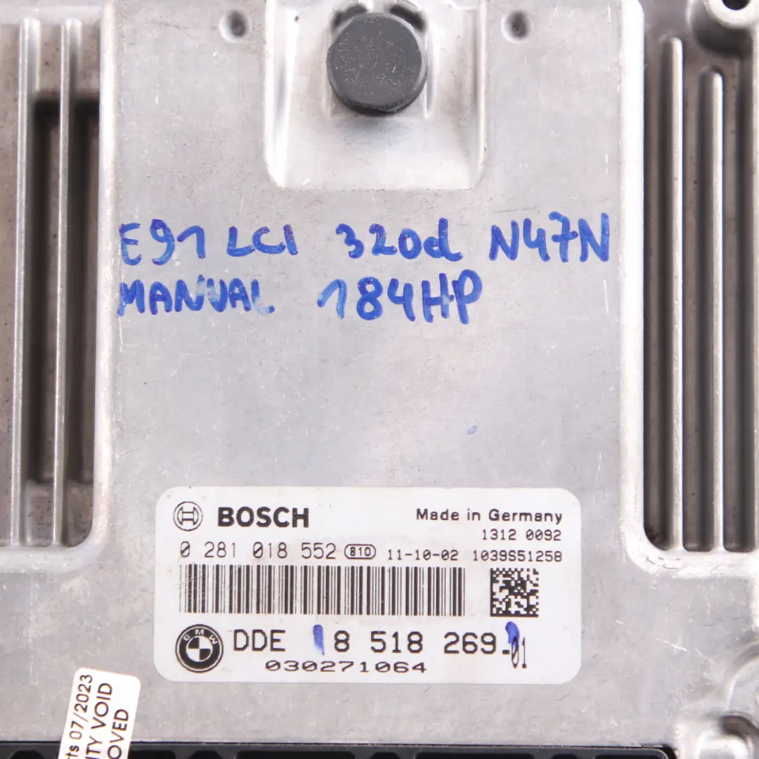 N47N 320D 184HP ECU Motor Steuergerät DDE für BMW E90 E91 LCI mit Teilenummer 8518269 BMW E90 E91 LCI N47N 320D 184HP ECU Motor Steuergerät DDE - SKU 8518269 - Teilenummer 8518269