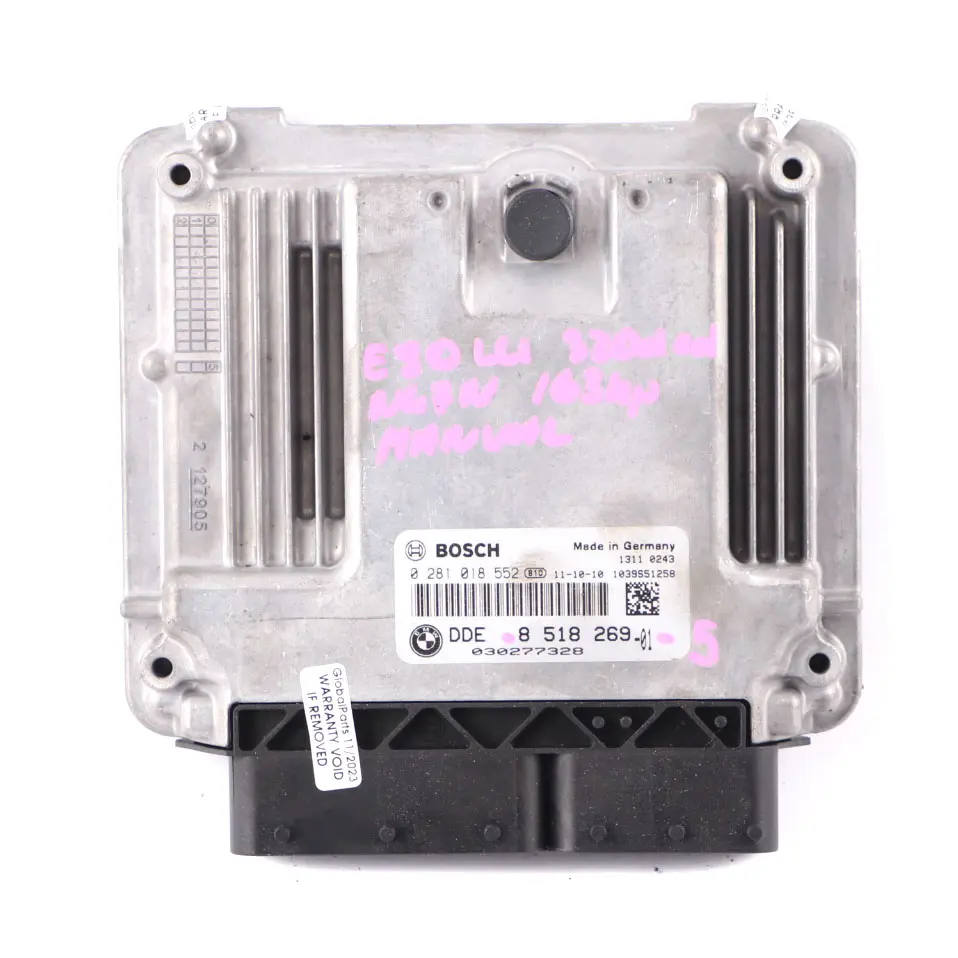 N47N 320D 184HP ECU Unidad De Control Motor DDE para BMW E90 E91 LCI con número de pieza 8518269 BMW E90 E91 LCI N47N 320D 184HP ECU Unidad De Control Motor DDE - SKU 8518269 - Número de pieza 8518269