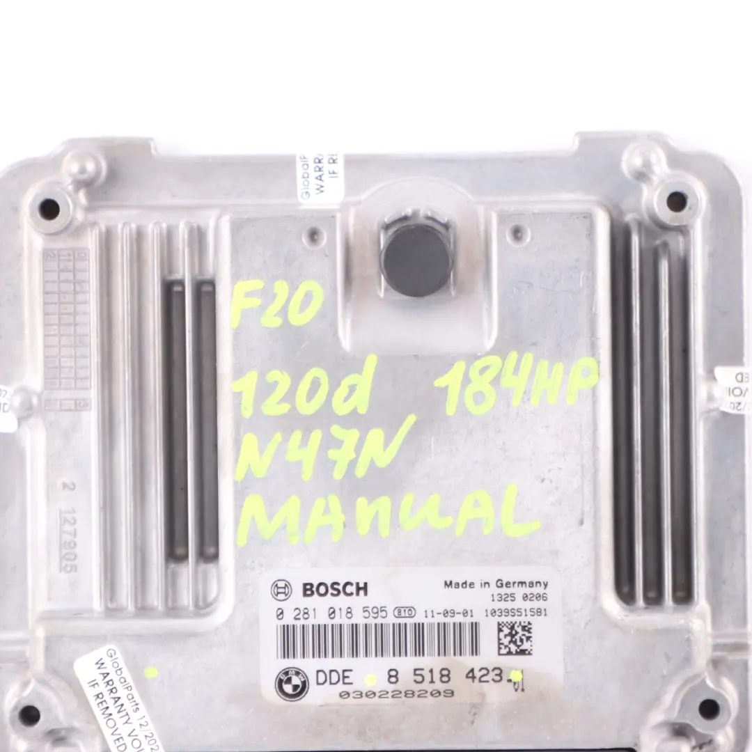 Engine Control Unit BMW F10 F30 320d 520d N47N 184HP ECU DDE Manual - SKU 8518423 - Part number 8518423