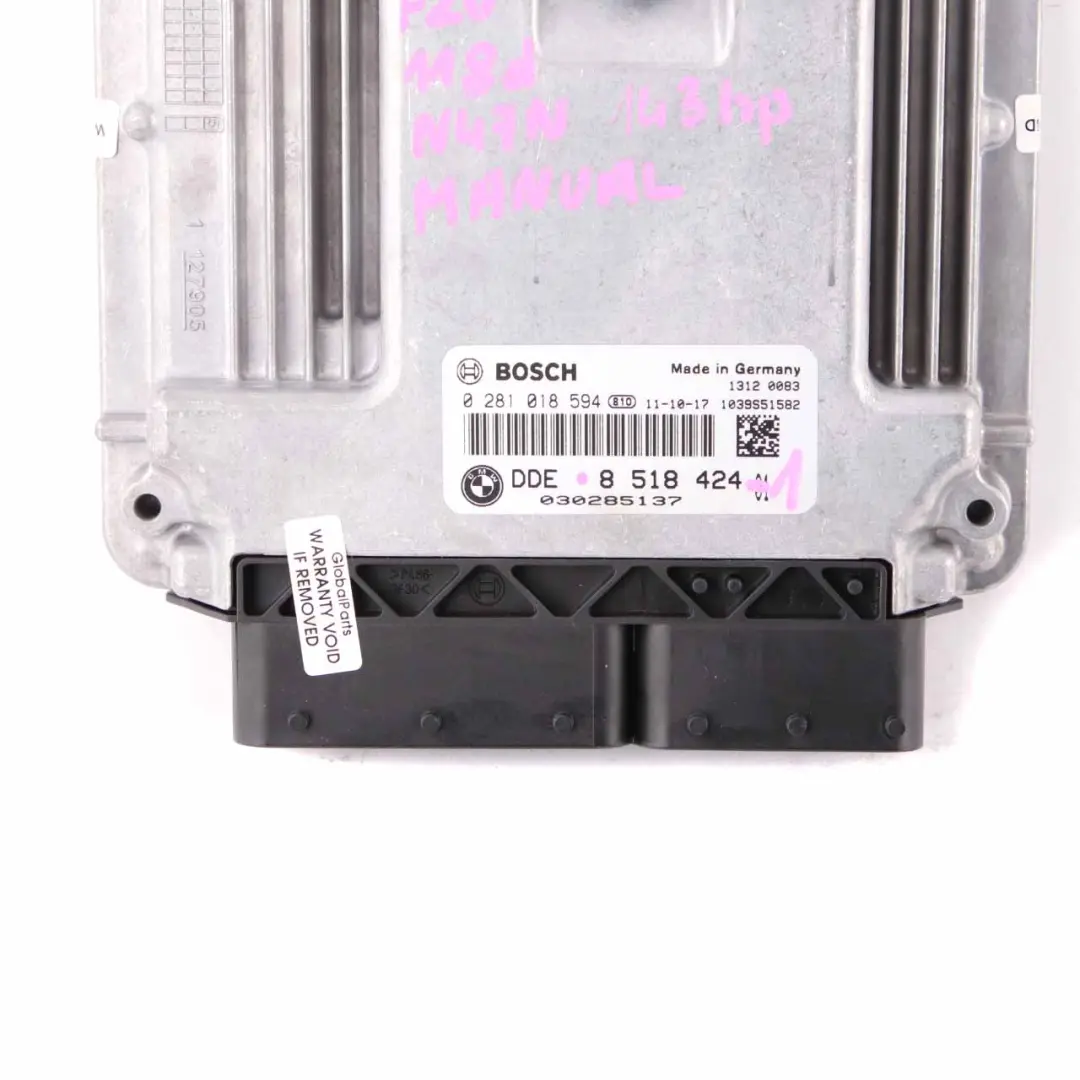 BMW F20 F30 118d 318d N47N 143HP Engine Control Unit ECU DDE Manual - SKU 8518424-1 - Part number 8518424