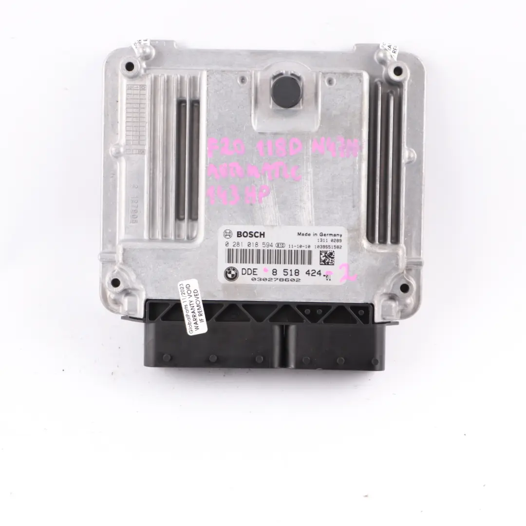 BMW F20 F30 118d 318d N47N 143HP Steuergerät ECU DDE Schaltgetriebe - SKU 8518424-2 - Teilenummer 8518424