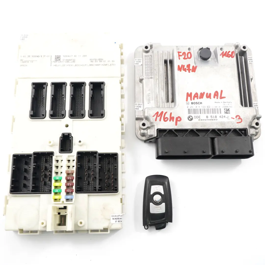 N47N 116HP Engine ECU Kit DDE + FEM + Key Manual to BMW F20 F30 116d 316d with Part number 8518424 BMW F20 F30 116d 316d N47N 116HP Engine ECU Kit DDE + FEM + Key Manual - SKU 8518424-3 - Part number 8518424