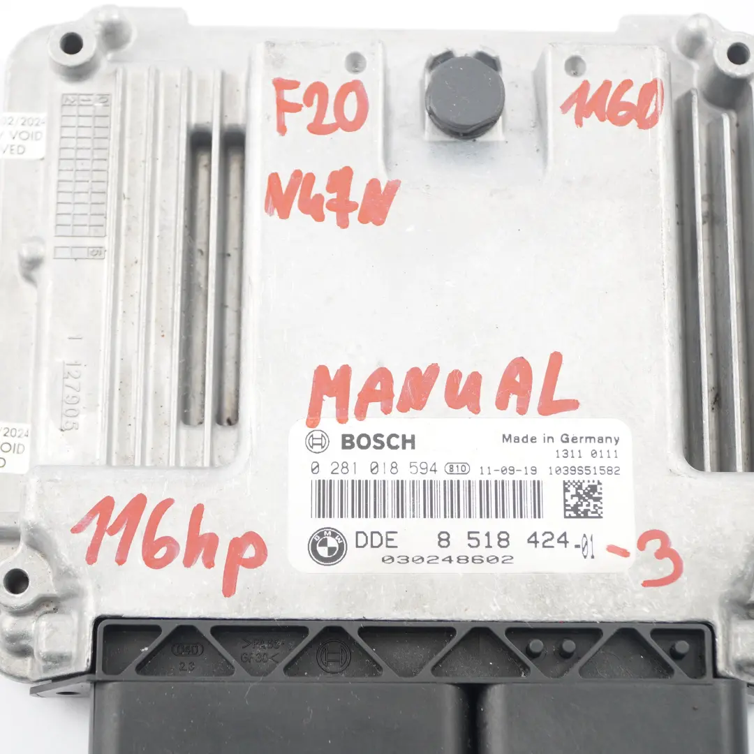 N47N 116HP Kit ECU moteur DDE FEM Manuel des clés pour BMW F20 F30 116d 316d à propos du numéro de pièce 8518424 BMW F20 F30 116d 316d N47N 116HP Kit ECU moteur DDE FEM Manuel des clés - SKU 8518424-3 - Numéro de pièce 8518424