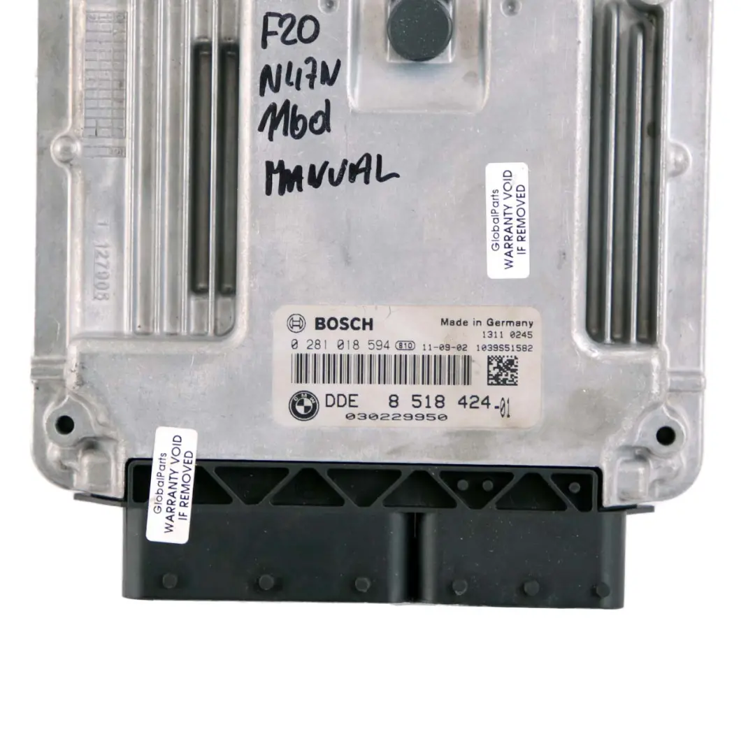 N47N 116HP Engine Control Unit ECU DDE Manual to BMW F20 F30 F31 116d 316d with Part number 8518424 BMW F20 F30 F31 116d 316d N47N 116HP Engine Control Unit ECU DDE Manual - SKU 8518424 - Part number 8518424