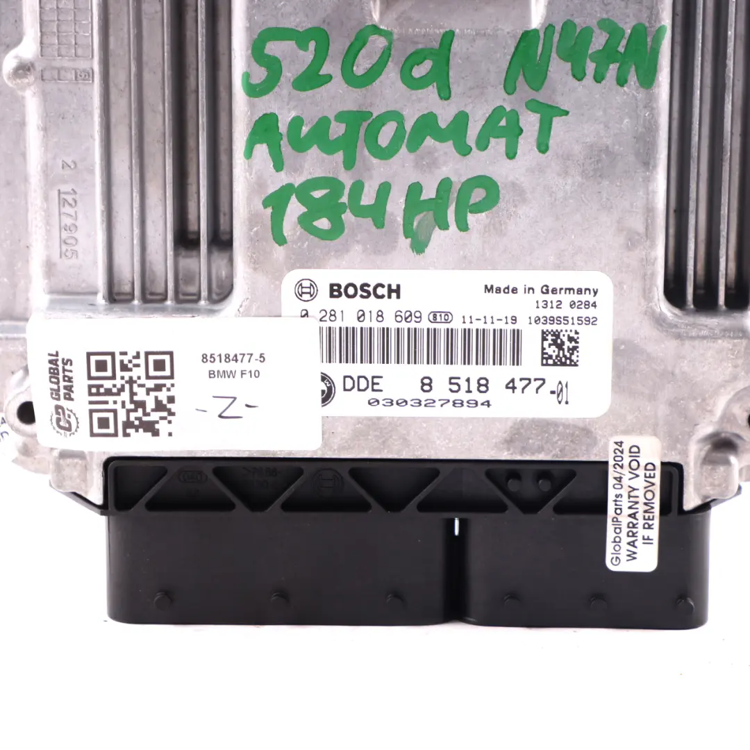 184HP N47N Engine Unit ECU DDE Automatic to BMW F20 120d F30 320d F10 520d with Part number 8518477 BMW F20 120d F30 320d F10 520d 184HP N47N Engine Unit ECU DDE Automatic - SKU 8518477-5 - Part number 8518477
