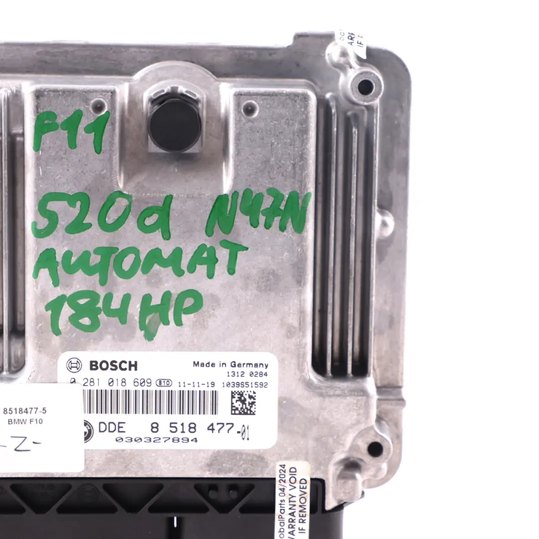 BMW F20 120d F30 320d F10 520d 184HP N47N Engine Unit ECU DDE Automatic - SKU 8518477-5 - Part number 8518477