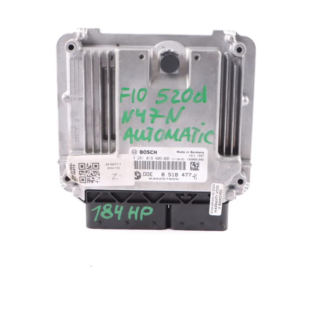 BMW F20 120d F30 320d F10 520d 184HP N47N Engine Unit ECU DDE Automatic - SKU 8518477-7 - Part number 8518477