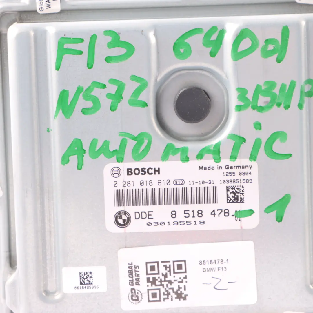 N57Z 313HP Engine Unit ECU Kit DDE CAS4 Key to BMW F10 F11 535d F13 640d with Part number 8518478 BMW F10 F11 535d F13 640d N57Z 313HP Engine Unit ECU Kit DDE CAS4 Key - SKU 8518478-1 - Part number 8518478