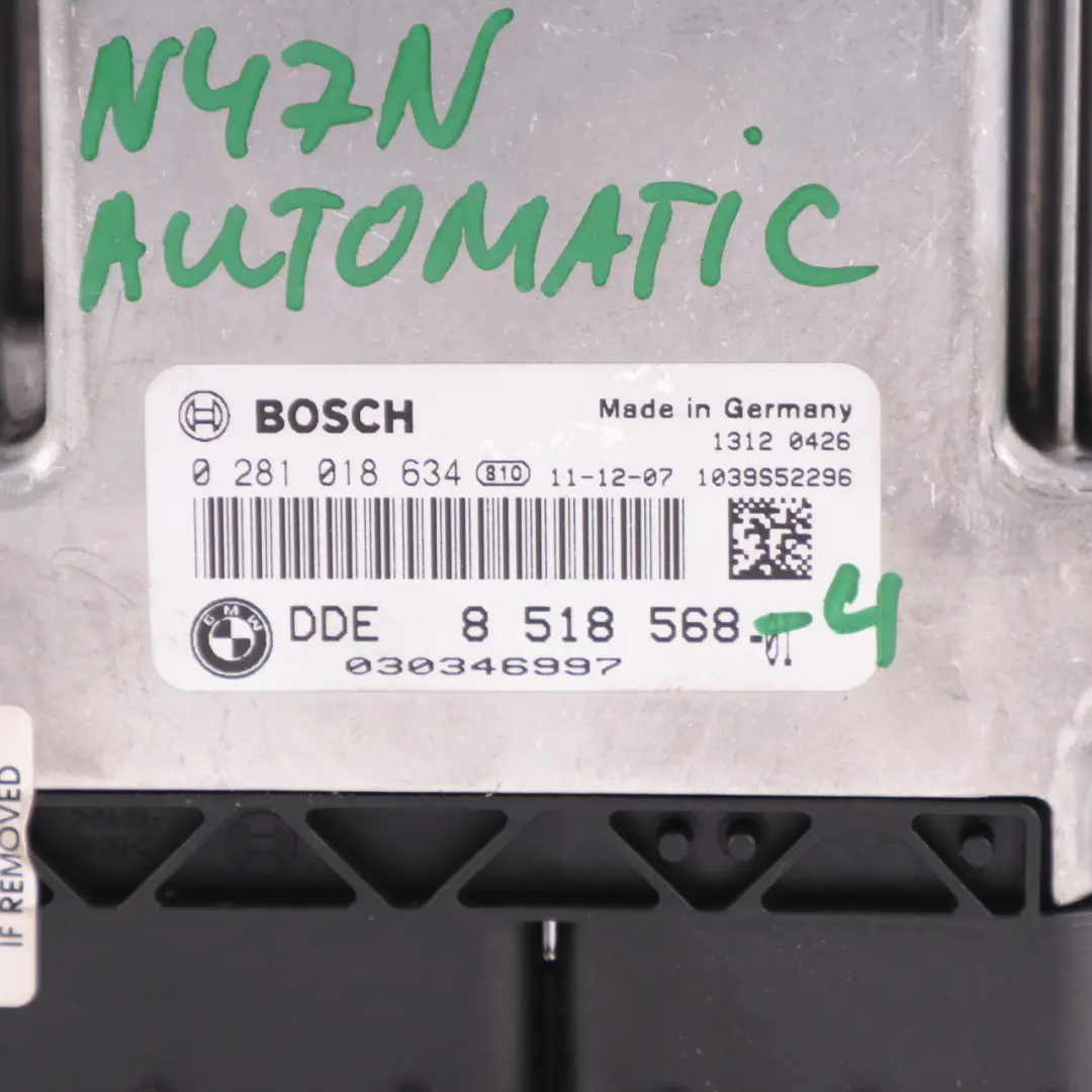 N47N 184HP Engine Unit ECU DDE Automatic to BMW F20 F30 F32 120d 320d 420d with Part number 8518568 BMW F20 F30 F32 120d 320d 420d N47N 184HP Engine Unit ECU DDE Automatic - SKU 8518568-4 - Part number 8518568