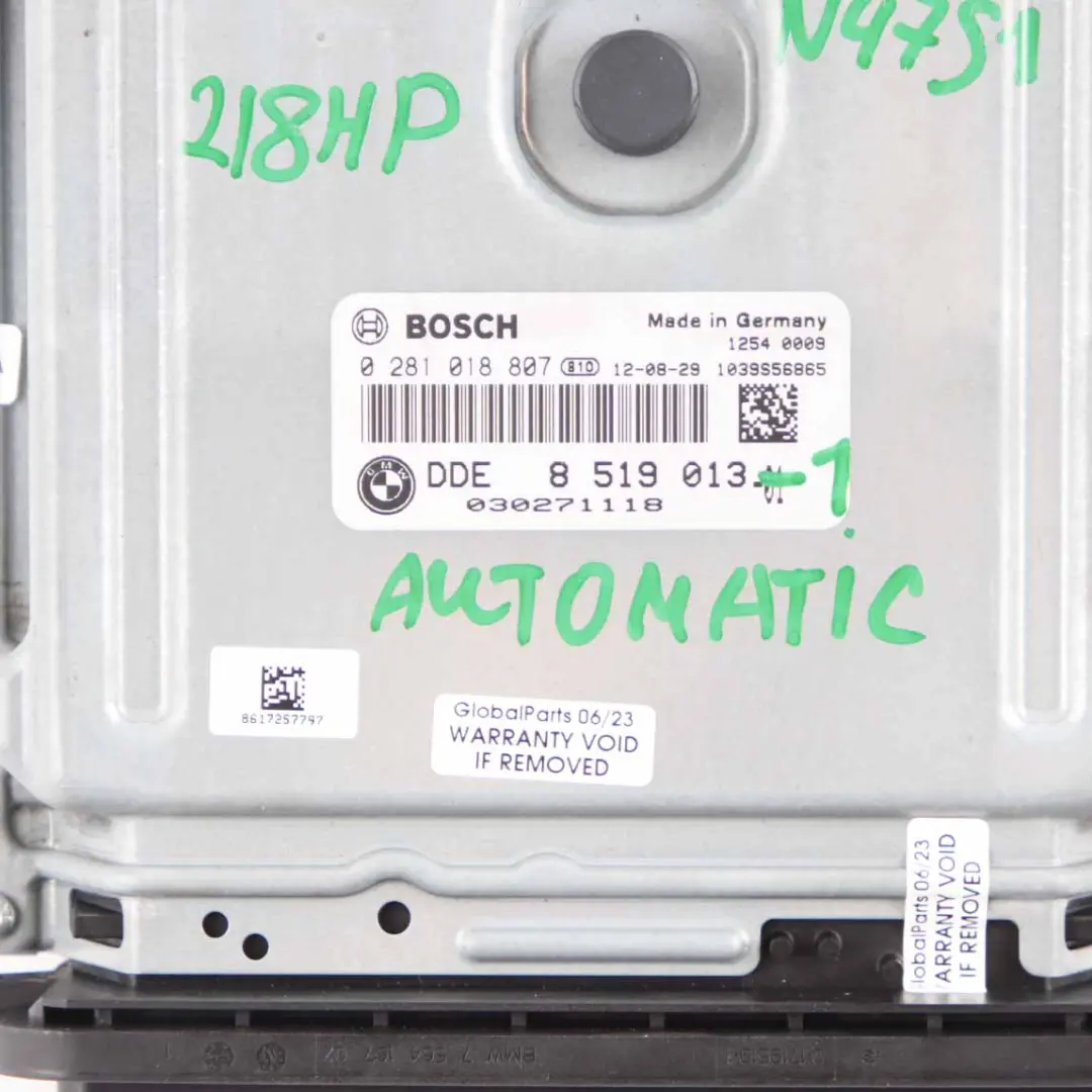 BMW X1 E84 25dX N47S1 218HP Engine Control Unit ECU Kit DDE CAS3 Key - SKU 8519013-1 - Part number 8519013