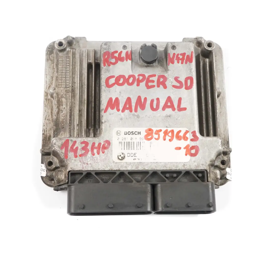 N47N 143HP Motor Diesel ECU DDE Manual para Mini Cooper SD R55 R56 LCI R60 con número de pieza 8519663 Mini Cooper SD R55 R56 LCI R60 N47N 143HP Motor Diesel ECU DDE Manual - SKU 8519663-10 - Número de pieza 8519663
