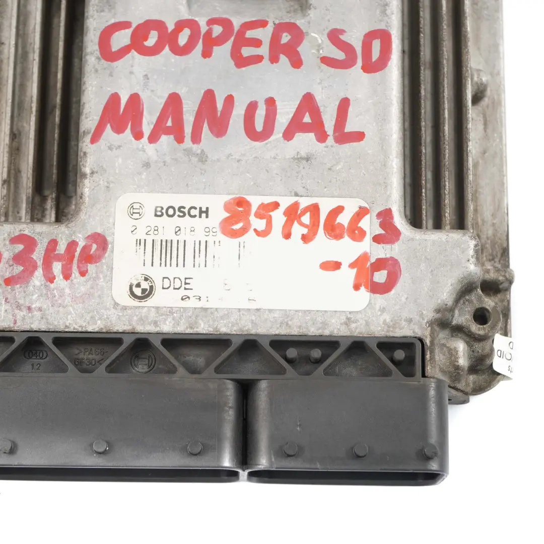 Mini Cooper SD R55 R56 LCI R60 N47N 143HP Diesel Engine ECU DDE Manual - SKU 8519663-10 - Part number 8519663