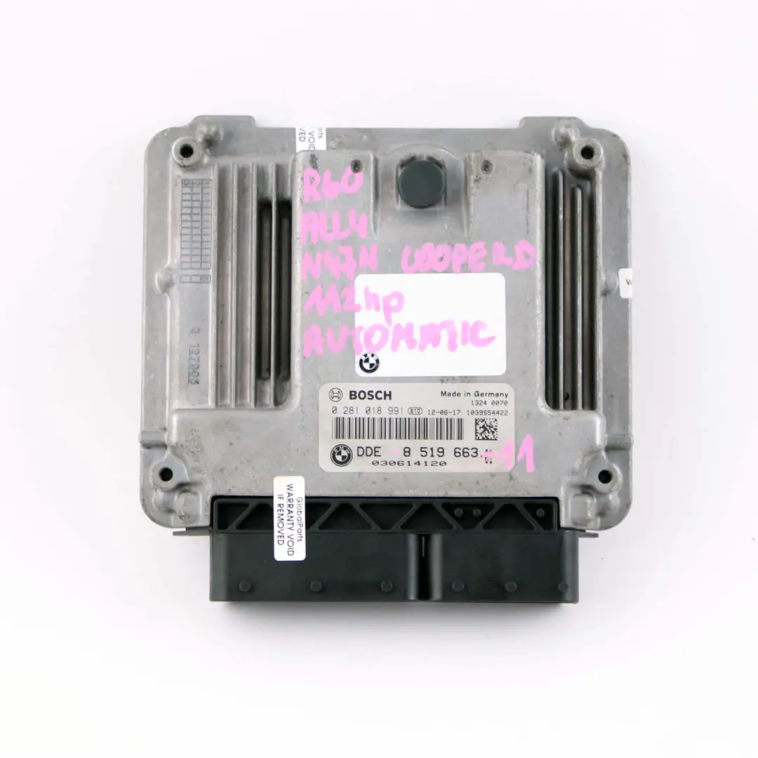 N47N 143HP 2.0 Engine ECU Kit DDE + CAS3 + Key to Mini Cooper D R60 ALL4 with Part number 8519663 Mini Cooper D R60 ALL4 N47N 143HP 2.0 Engine ECU Kit DDE + CAS3 + Key - SKU 8519663-11 - Part number 8519663
