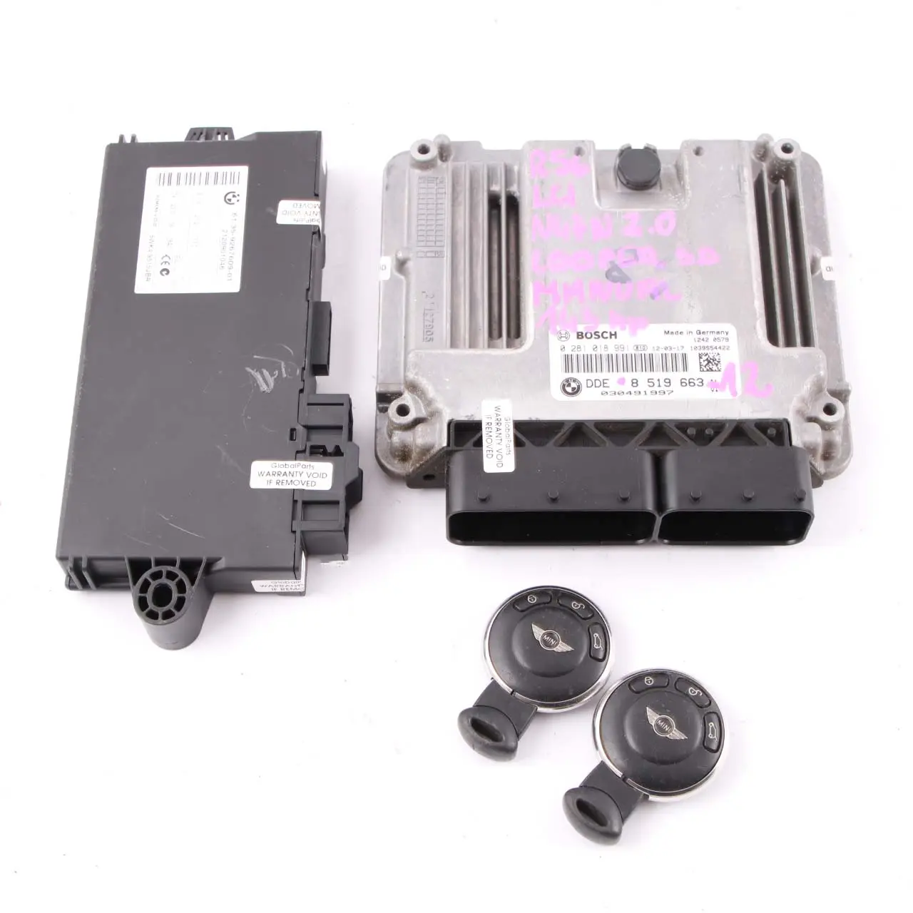 Mini SD R55 R56 LCI R60 N47N 143Hp Diesel ECU Trousse DDE 8519663 CAS3 Clés