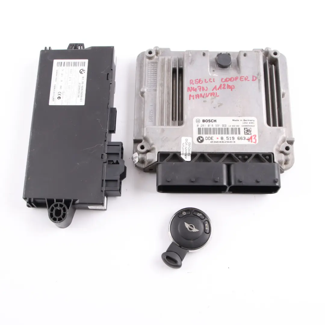 Mini Cooper D R55 R56 LCI R60 N47N 1.6 112Hp Diesel ECU Kit DDE CAS3 Clé - SKU 8519663-13 - Numéro de pièce 8519663