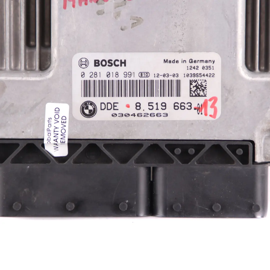 Mini Cooper D R55 R56 LCI R60 N47N 1.6 112Hp Diesel ECU Kit DDE CAS3 Key - SKU 8519663-13 - Part number 8519663