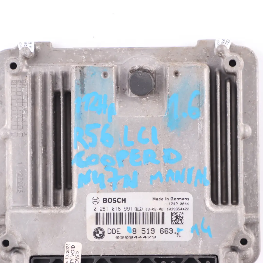 Mini Cooper D R56 LCI R60 N47N 112HP Diesel Unità Motore ECU DDE Manuale - SKU 8519663-14 - Numero di parte 8519663