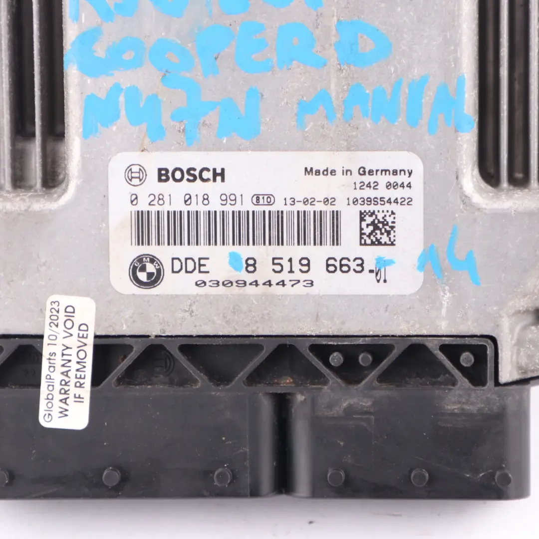 Mini Cooper D R56 LCI R60 N47N 112HP Diesel Engine Unit ECU DDE Manual - SKU 8519663-14 - Part number 8519663