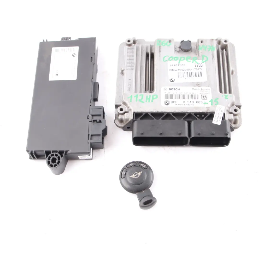 Mini Cooper D R56 LCI R60 N47N 112HP Engine ECU Kit DDE Key CAS3 Manual - SKU 8519663-15 - Numéro de pièce 8519663