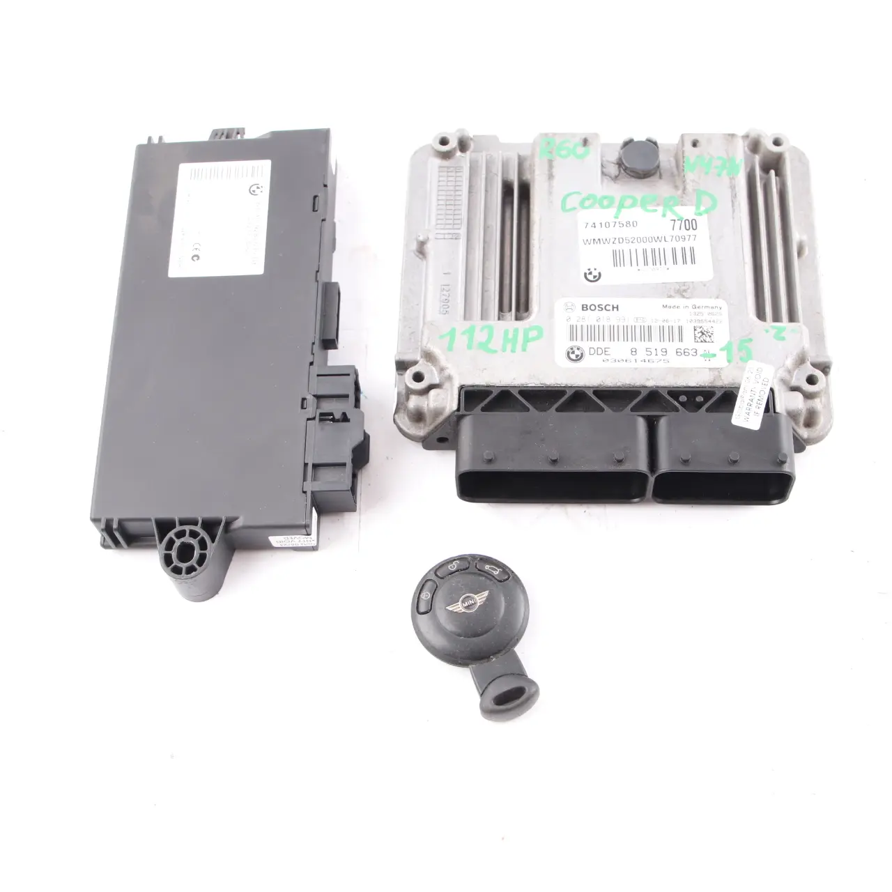 Mini Cooper D R56 LCI R60 N47N 112HP Motor Kit ECU DDE 8519663 Clave CAS3 Manual