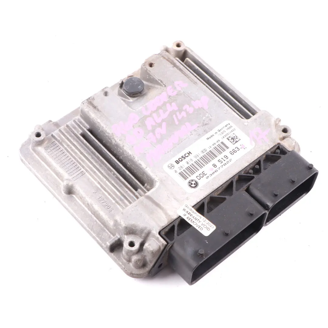 Mini Cooper SD ALL 4 R60 N47N 143HP Diesel Engine ECU DDE Manual Gearbox - SKU 8519663-17 - Part number 8519663