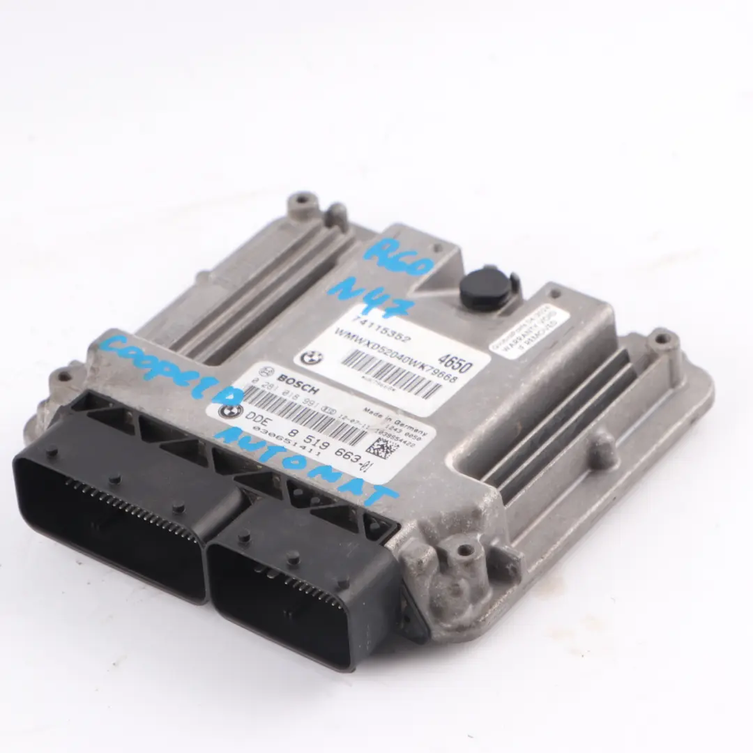 N47N 112HP Motore Diesel ECU DDE Automatico per Mini Cooper D R55 R56 R60 con numero di parte 8519663 Mini Cooper D R55 R56 R60 N47N 112HP Motore Diesel ECU DDE Automatico - SKU 8519663-19 - Numero di parte 8519663