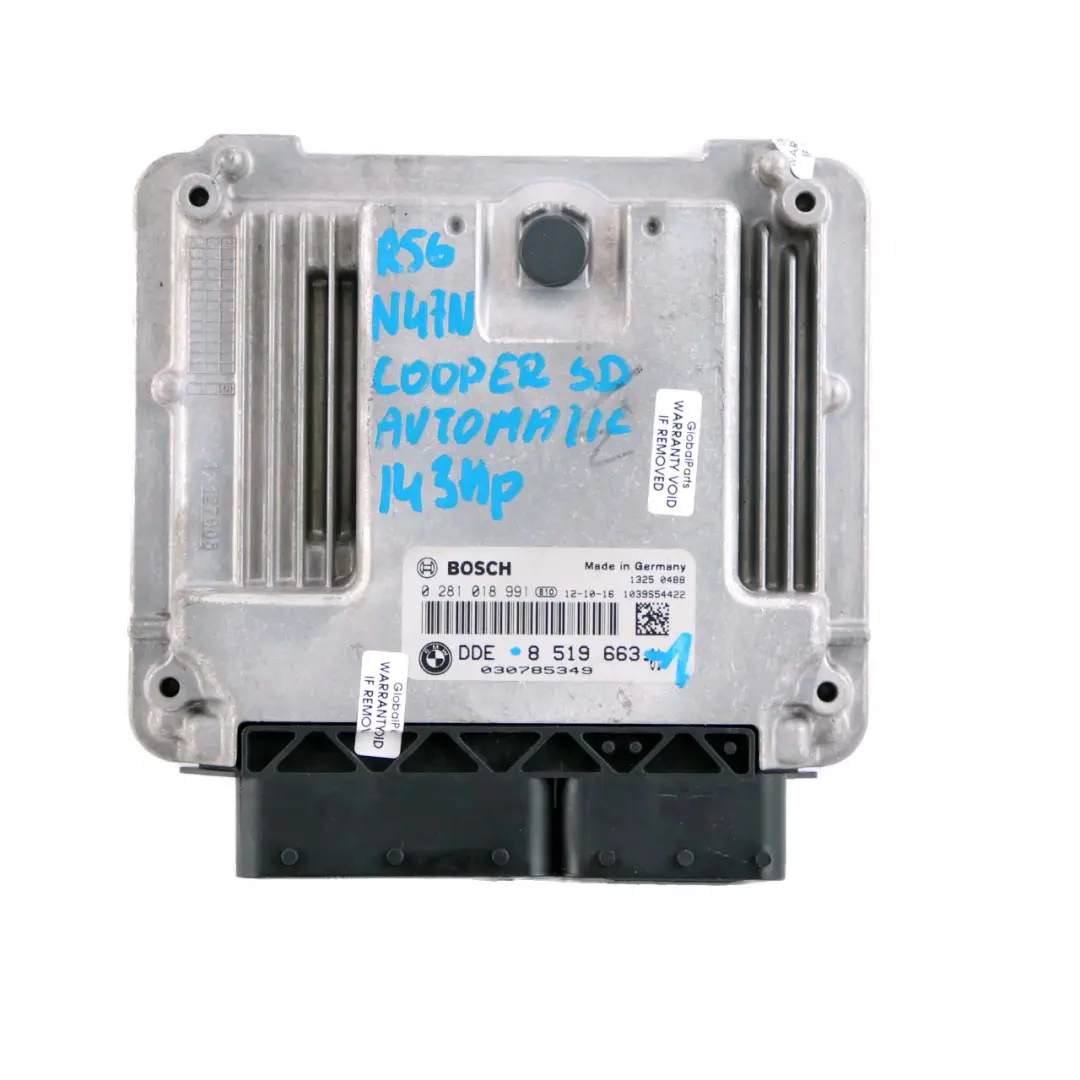 Mini Cooper SD R56 LCI N47N 143HP Diesel Engine ECU Kit DDE CAS 3 Key - SKU 8519663-1 - Part number 8519663